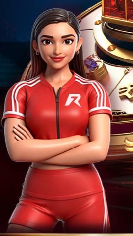 Rokda7 guide host in red sportswear